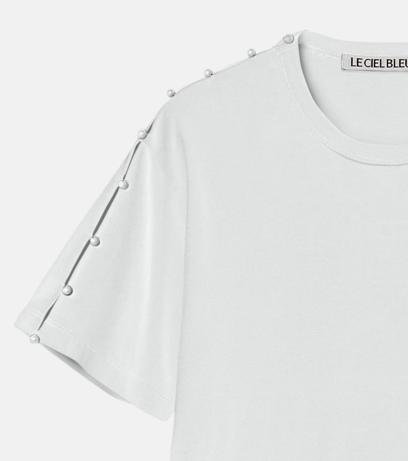 Boxy T-shirt w/Pearl Embellishment