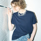 Boxy T-shirt w/Pearl Embellishment