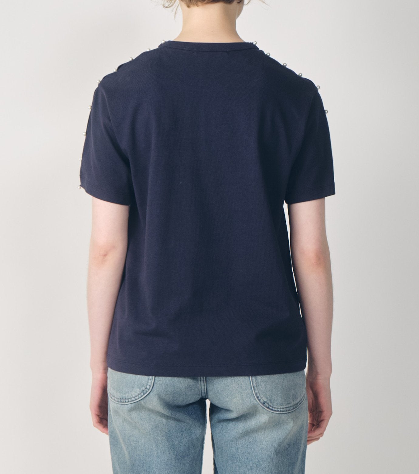 Boxy T-shirt w/Pearl Embellishment