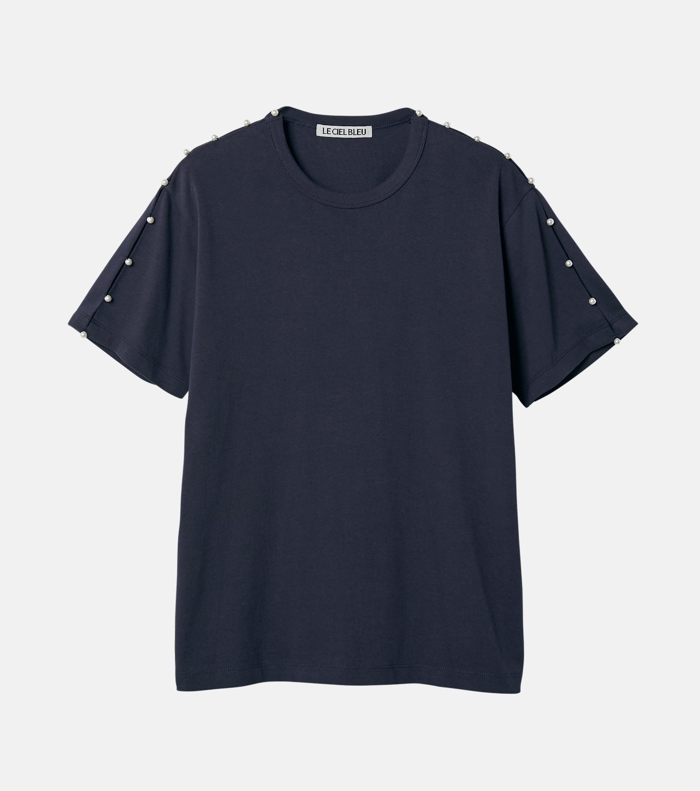 Boxy T-shirt w/Pearl Embellishment
