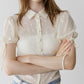 Dot Tulle Shortsleeve Blouse