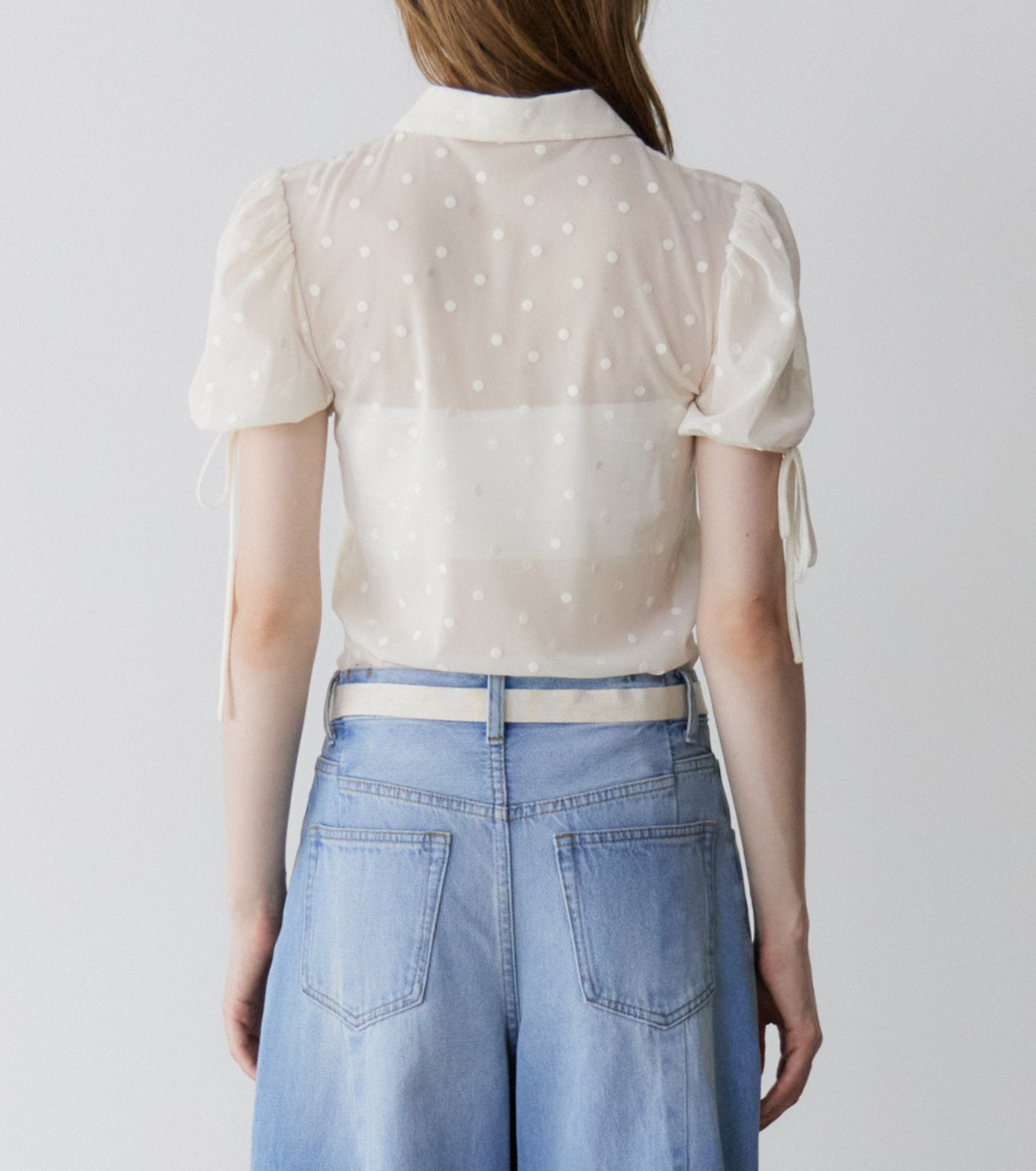 Dot Tulle Shortsleeve Blouse