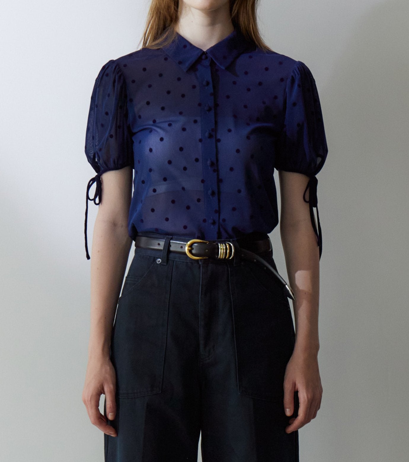 Dot Tulle Shortsleeve Blouse