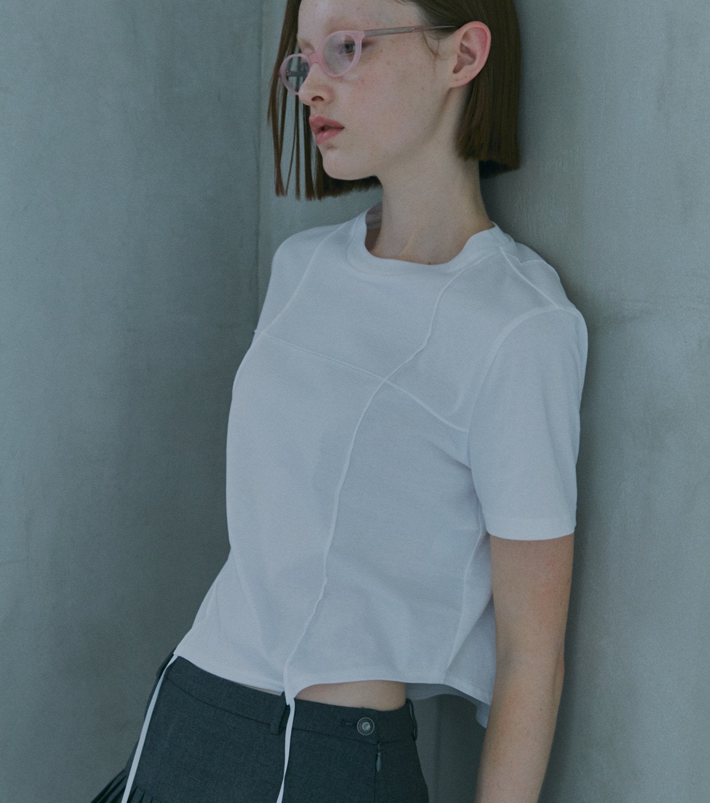 T-Shirt w/Ribbon Tie Hem