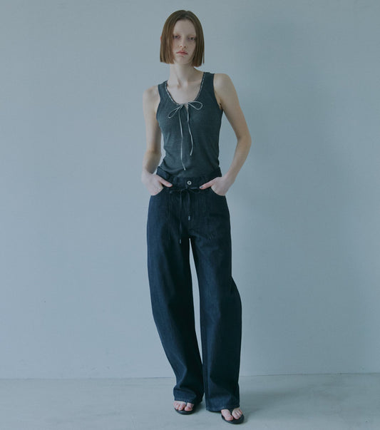 Ribbon-trimmed Neckline Tank