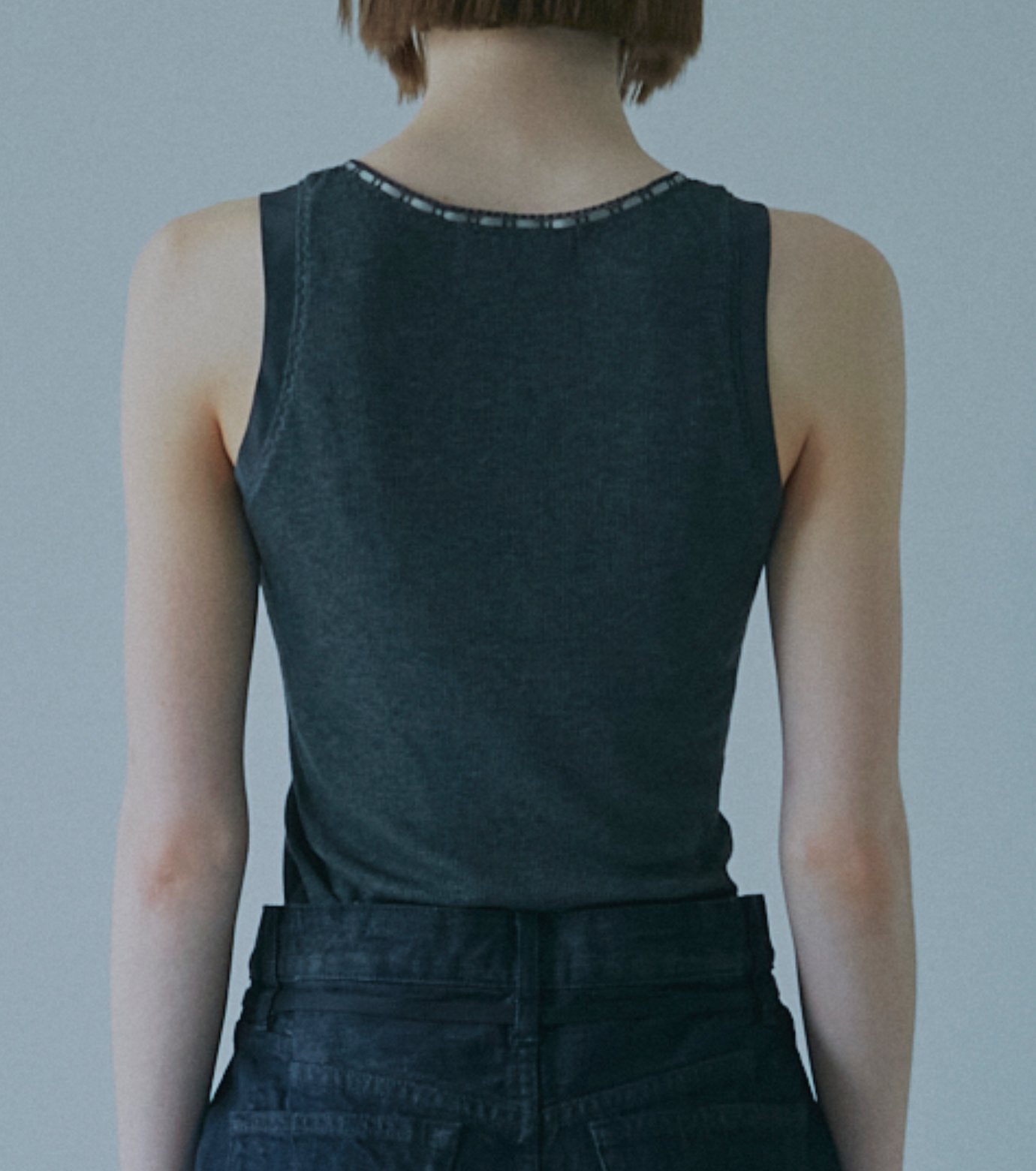 Ribbon-trimmed Neckline Tank
