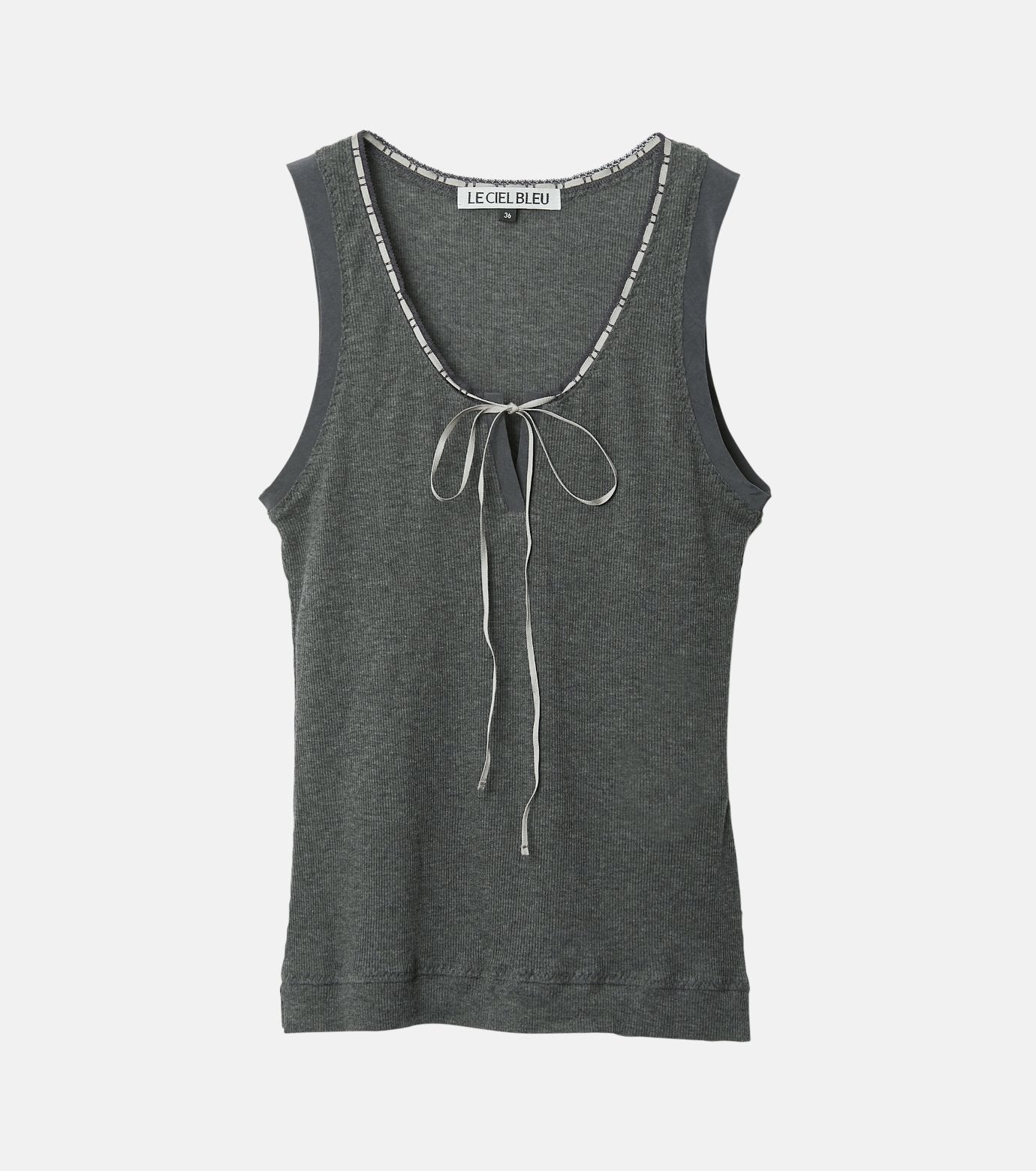 Ribbon-trimmed Neckline Tank