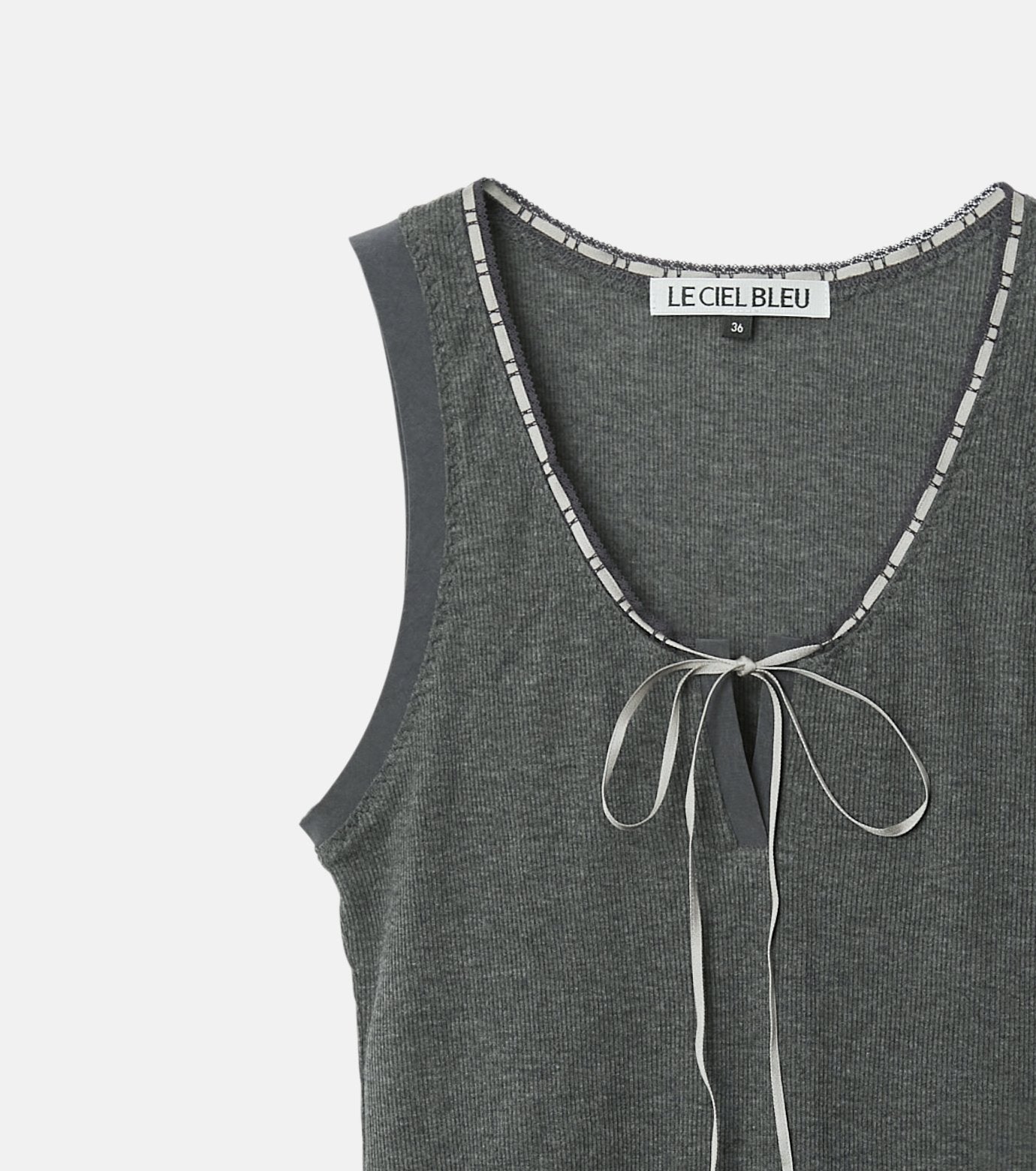 Ribbon-trimmed Neckline Tank