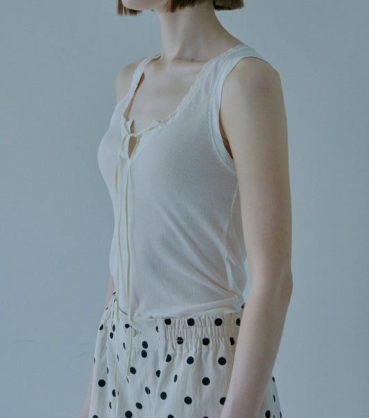 Ribbon-trimmed Neckline Tank