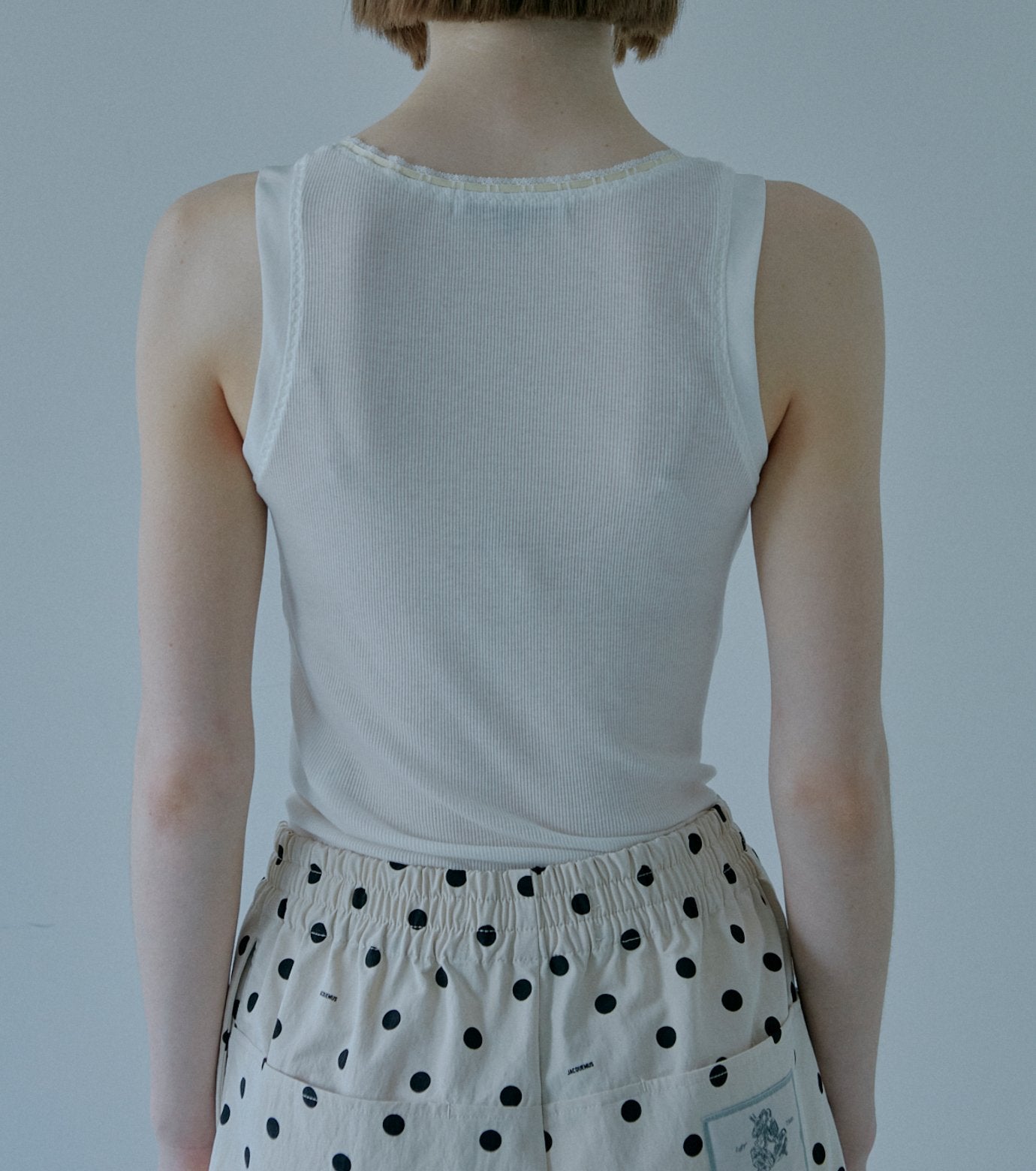 Ribbon-trimmed Neckline Tank