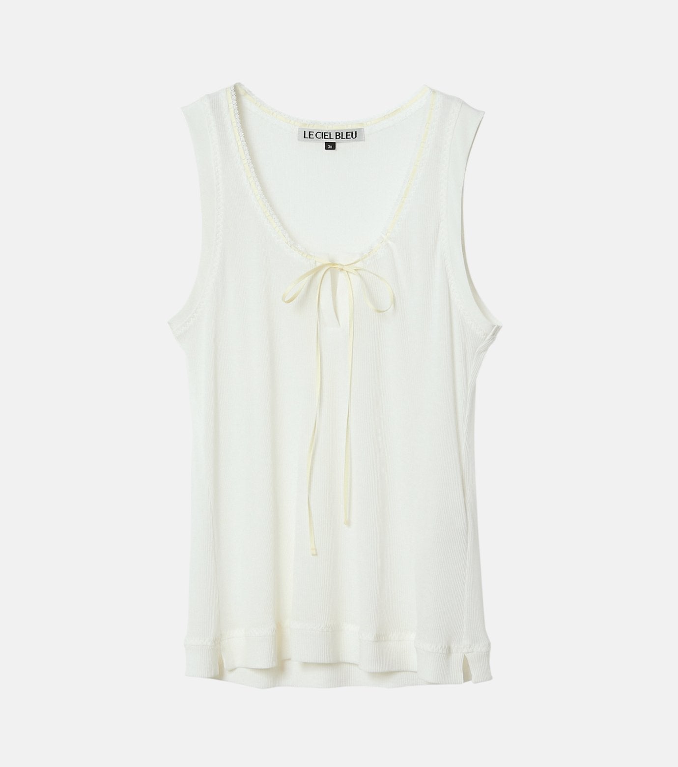 Ribbon-trimmed Neckline Tank