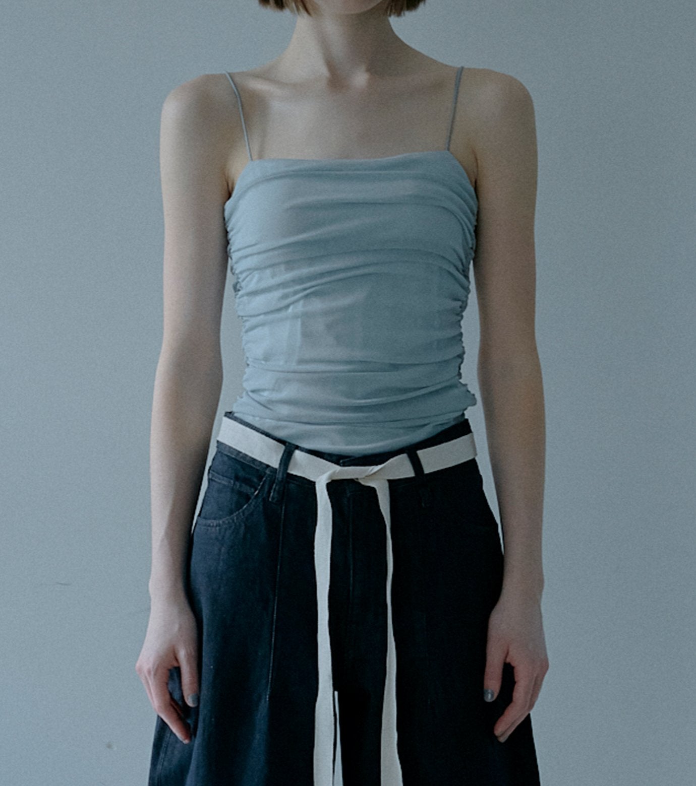 Ruched Tulle Cami Top