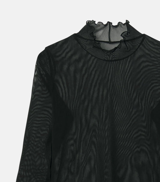 Fitted High-neck Tulle Top