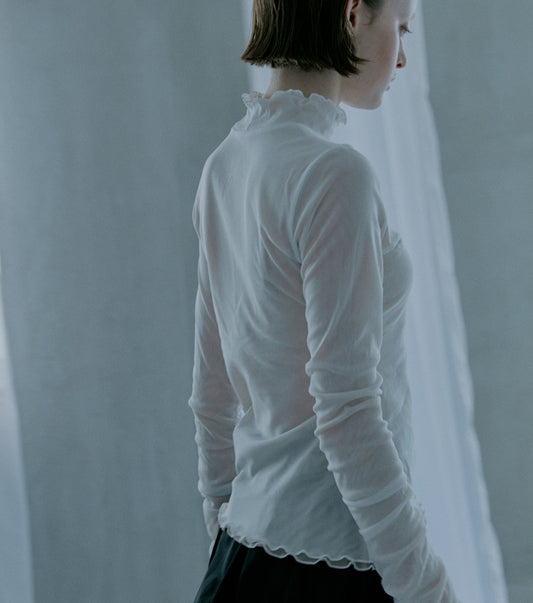 Fitted High-neck Tulle Top