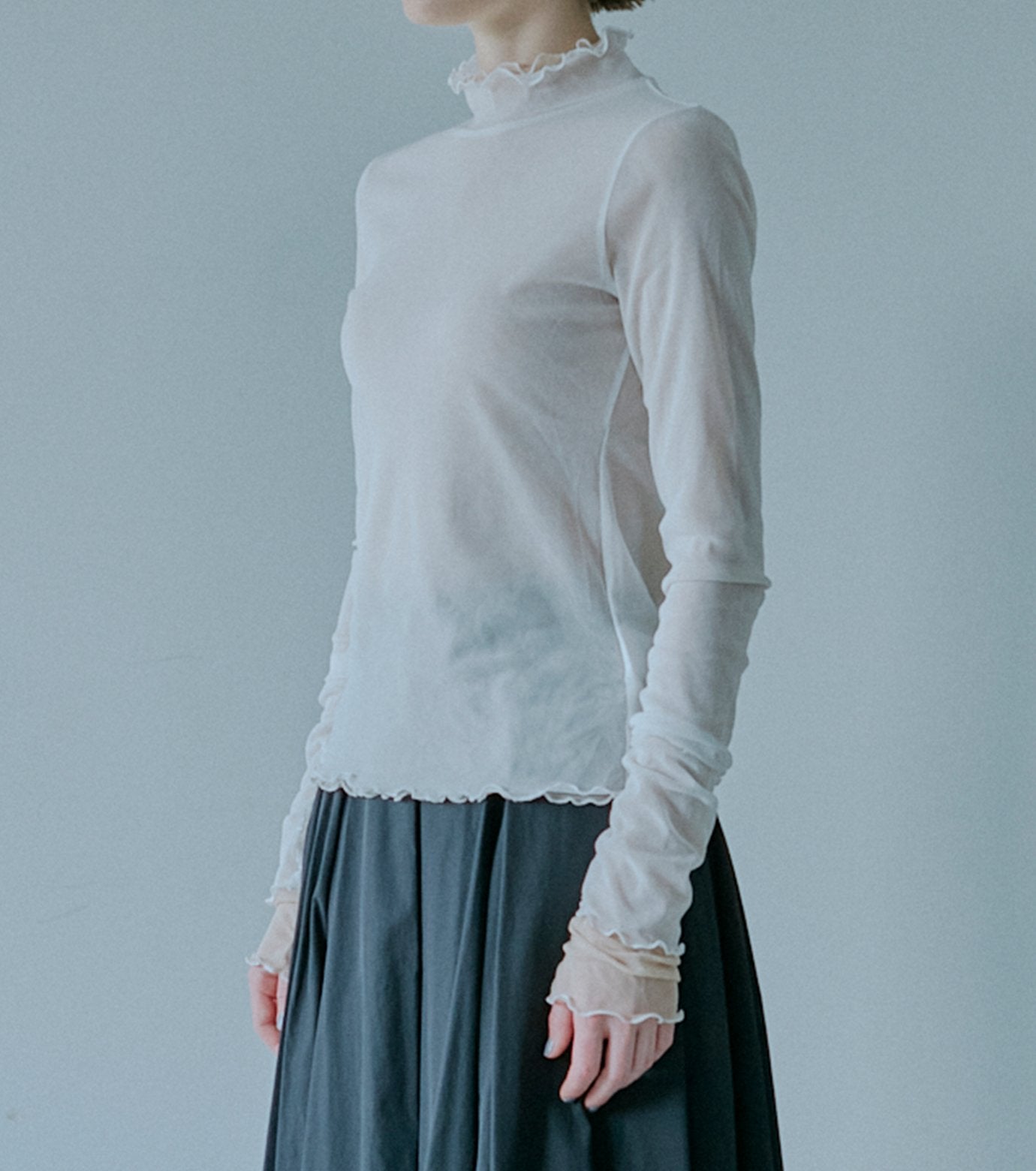 Fitted High-neck Tulle Top
