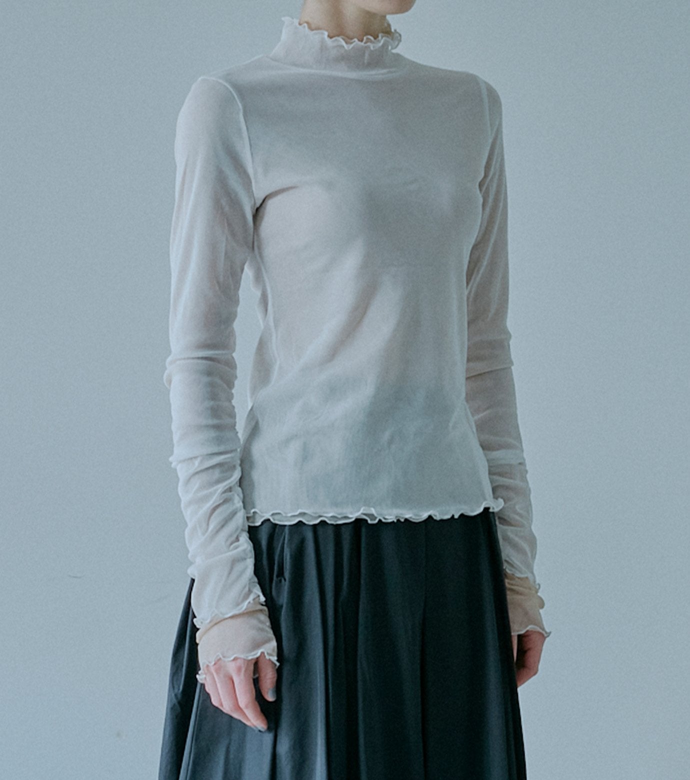 Fitted High-neck Tulle Top