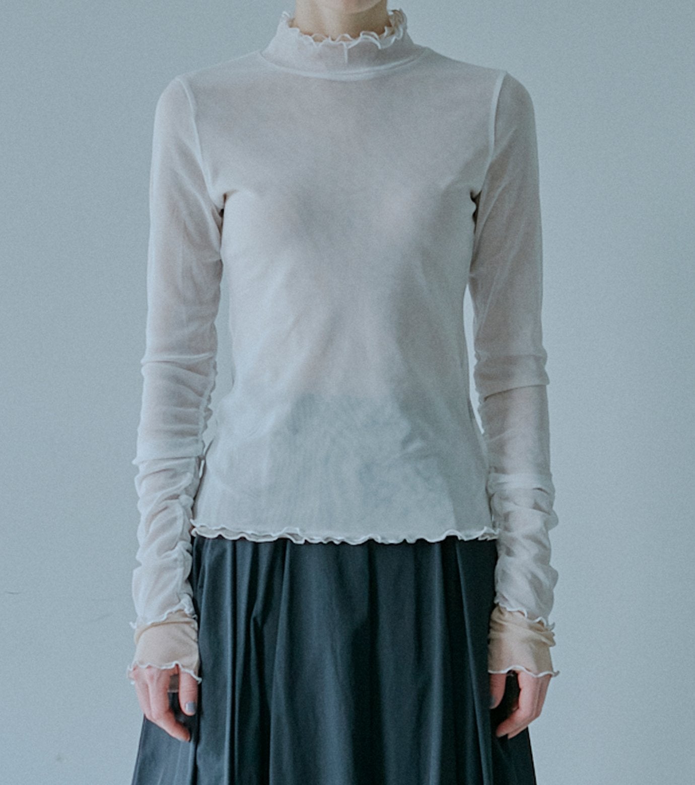 Fitted High-neck Tulle Top