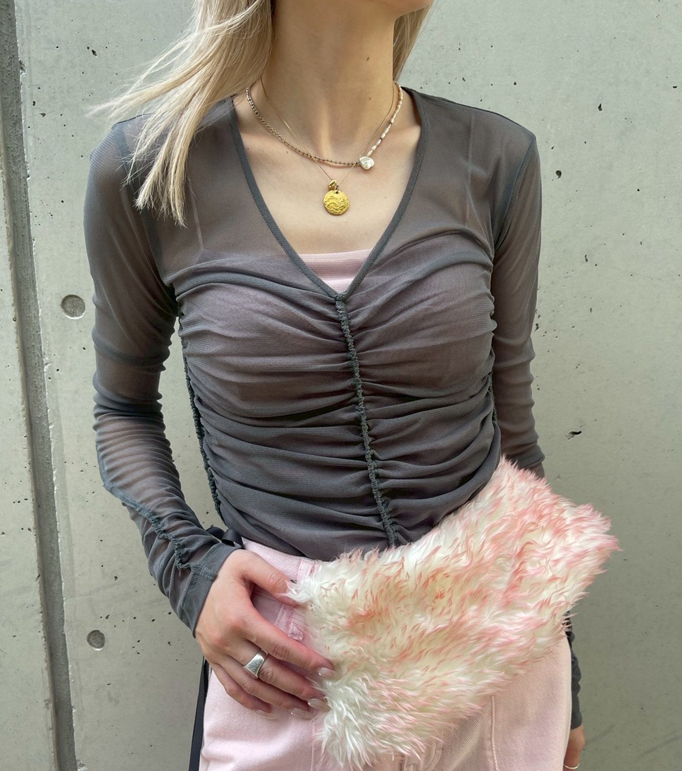 Gathered Tulle Top