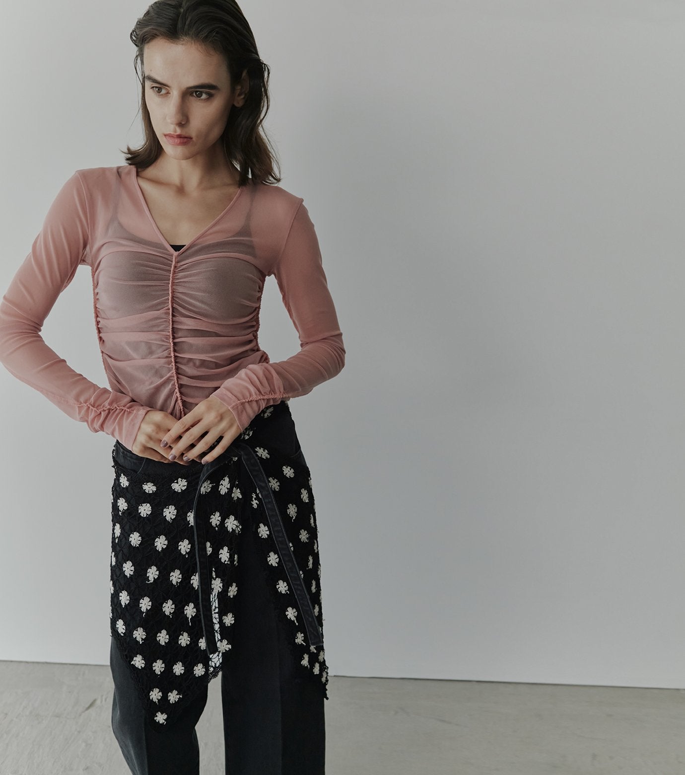 Gathered Tulle Top