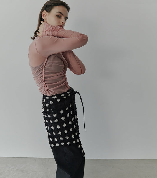 Gathered Tulle Top
