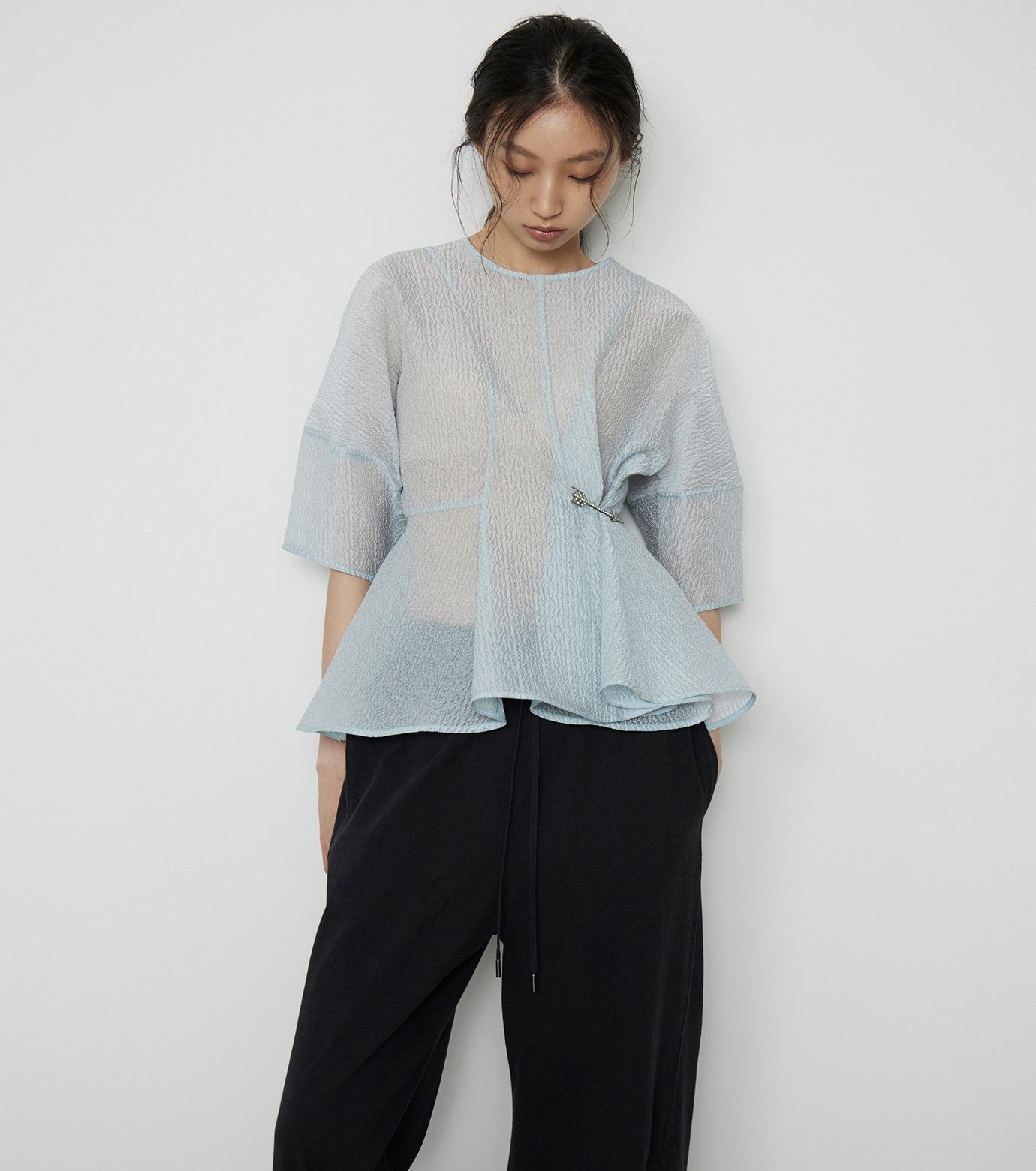 Sheer Jacquard Blouse