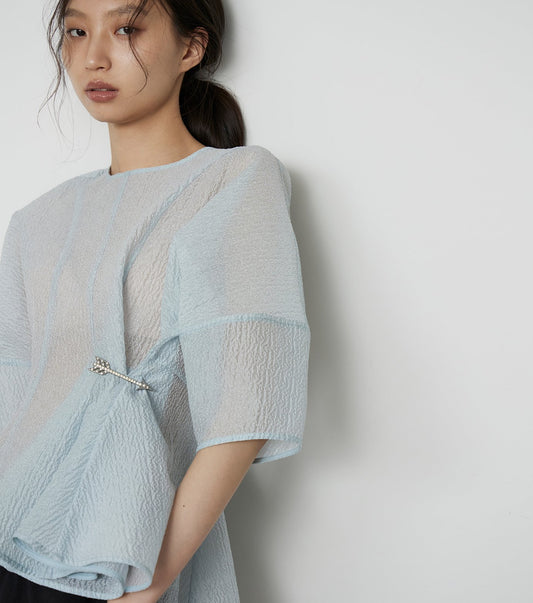 Sheer Jacquard Blouse
