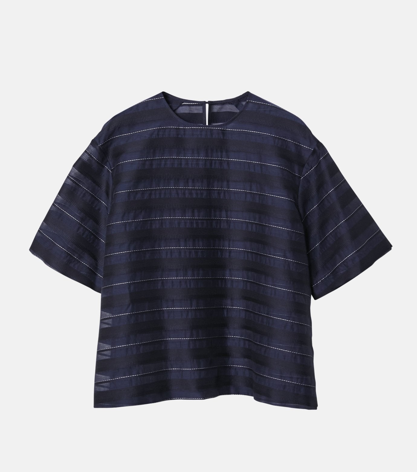 Jacquard Sheer Stripe Short Sleeve Top