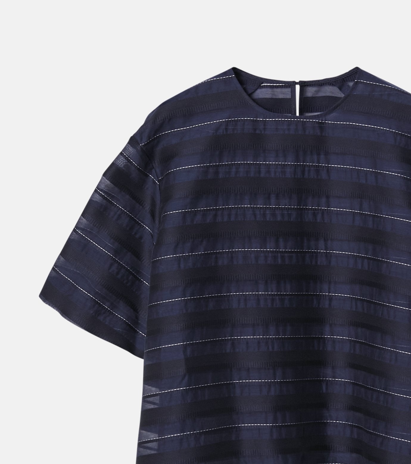 Jacquard Sheer Stripe Short Sleeve Top
