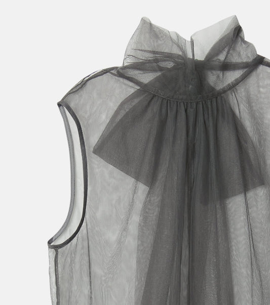 Soft Tulle Bow Tie Top