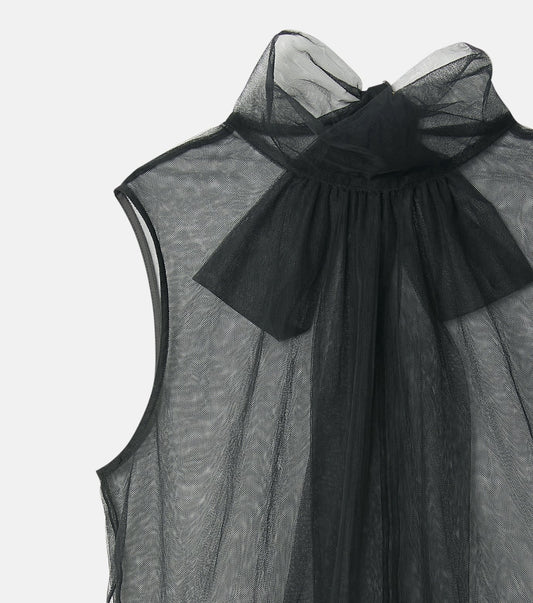 Soft Tulle Bow Tie Top