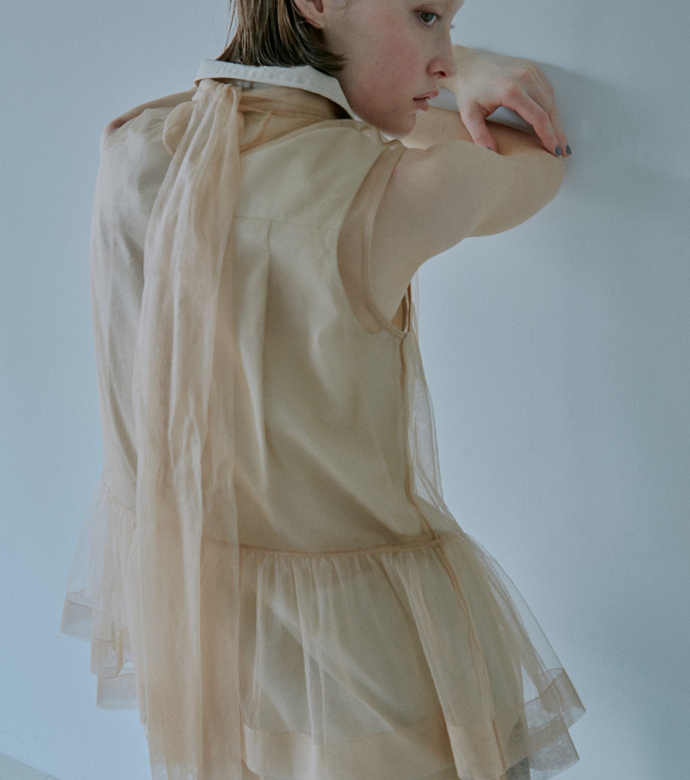 Soft Tulle Bow Tie Top