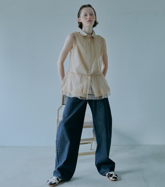 Soft Tulle Bow Tie Top