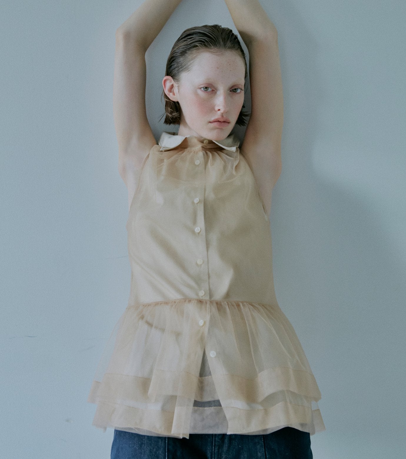 Soft Tulle Bow Tie Top