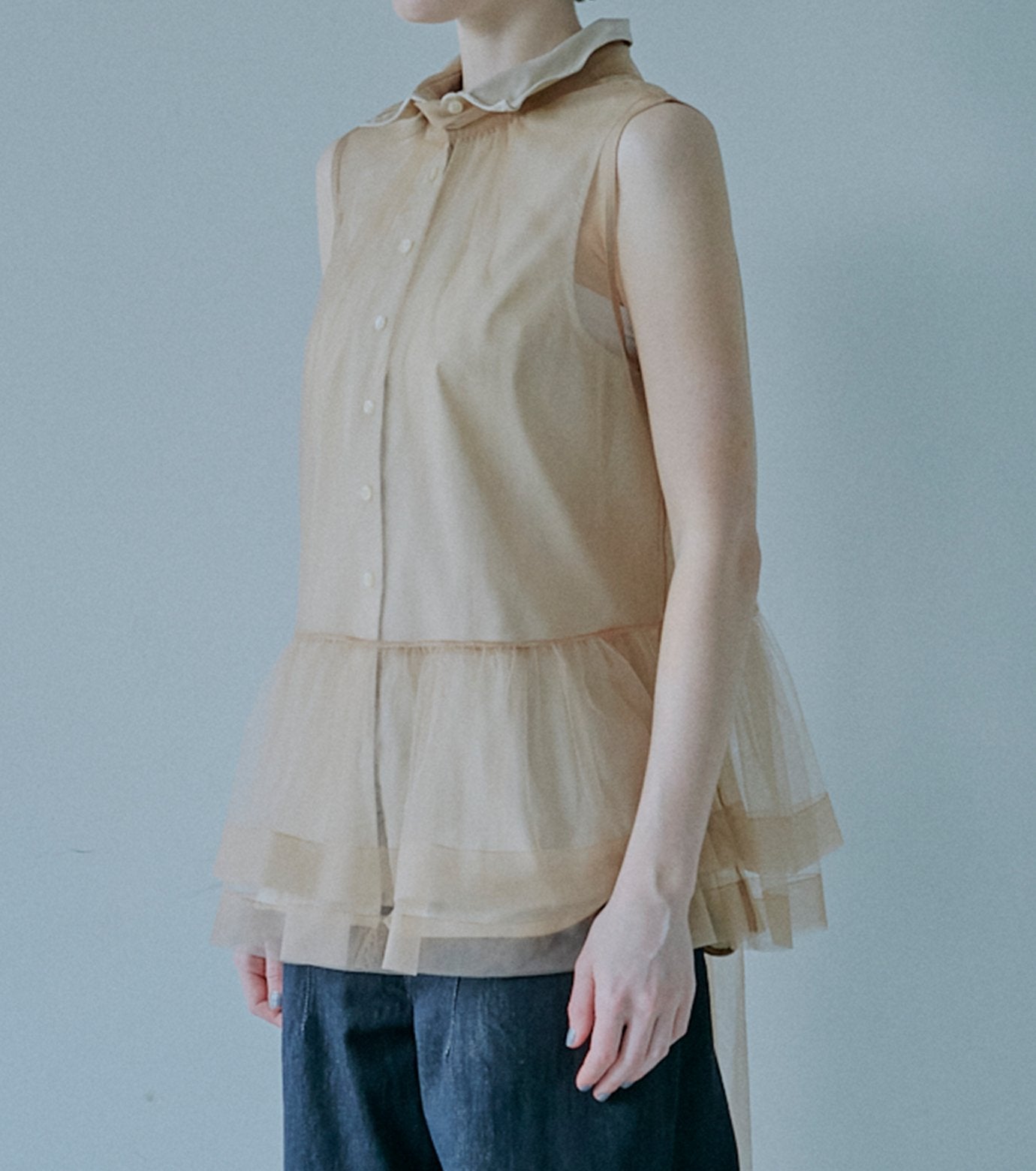 Soft Tulle Bow Tie Top