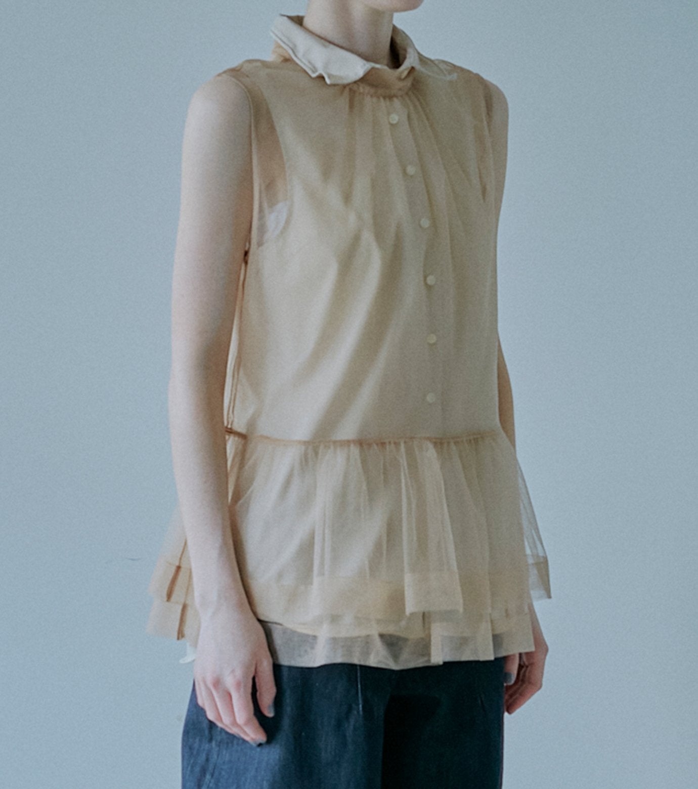 Soft Tulle Bow Tie Top