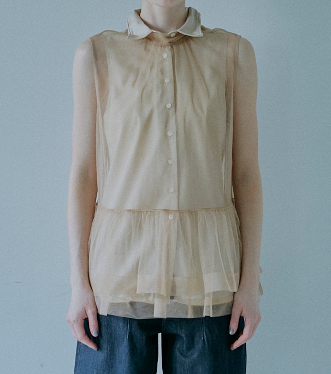 Soft Tulle Bow Tie Top