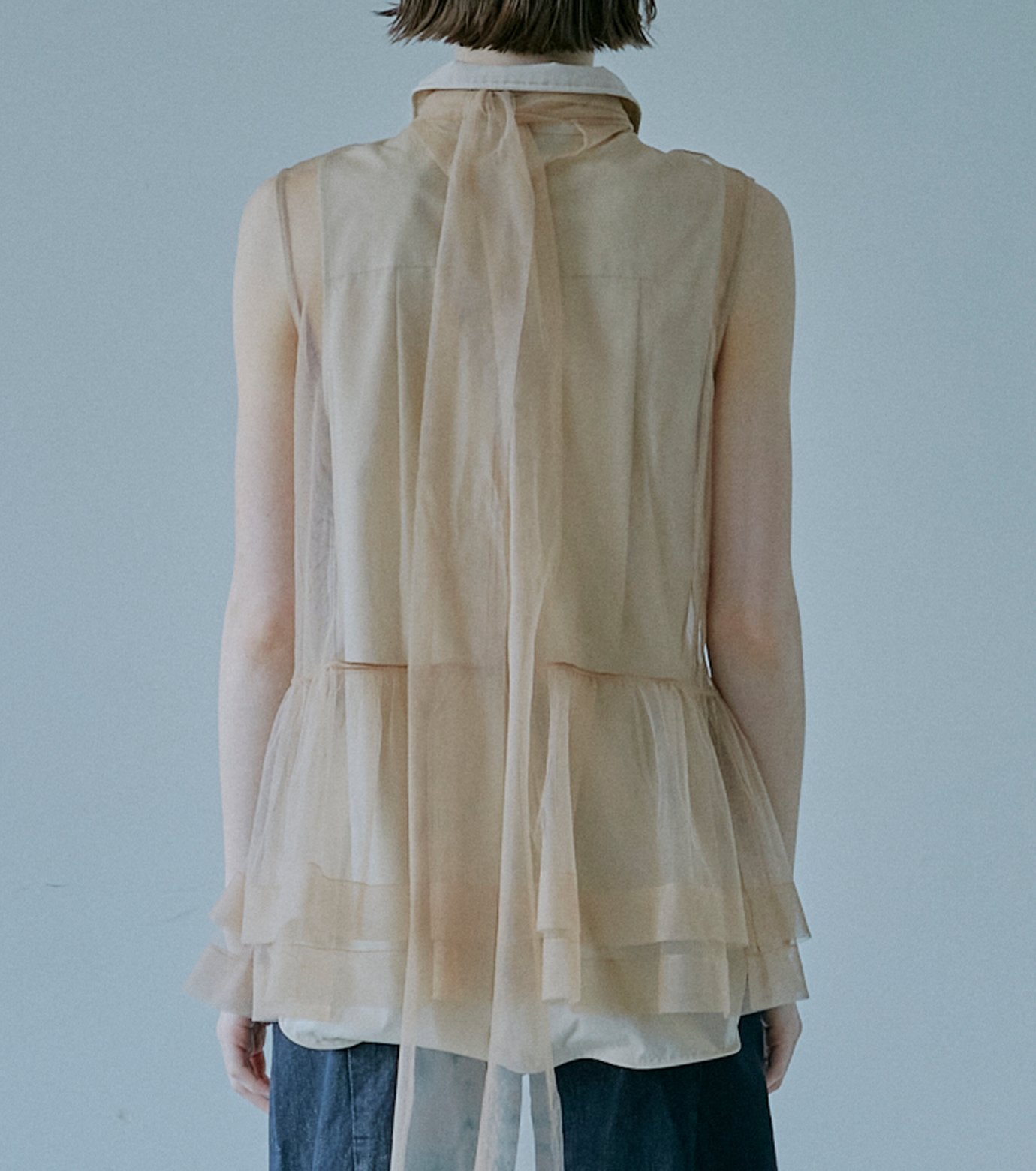 Soft Tulle Bow Tie Top