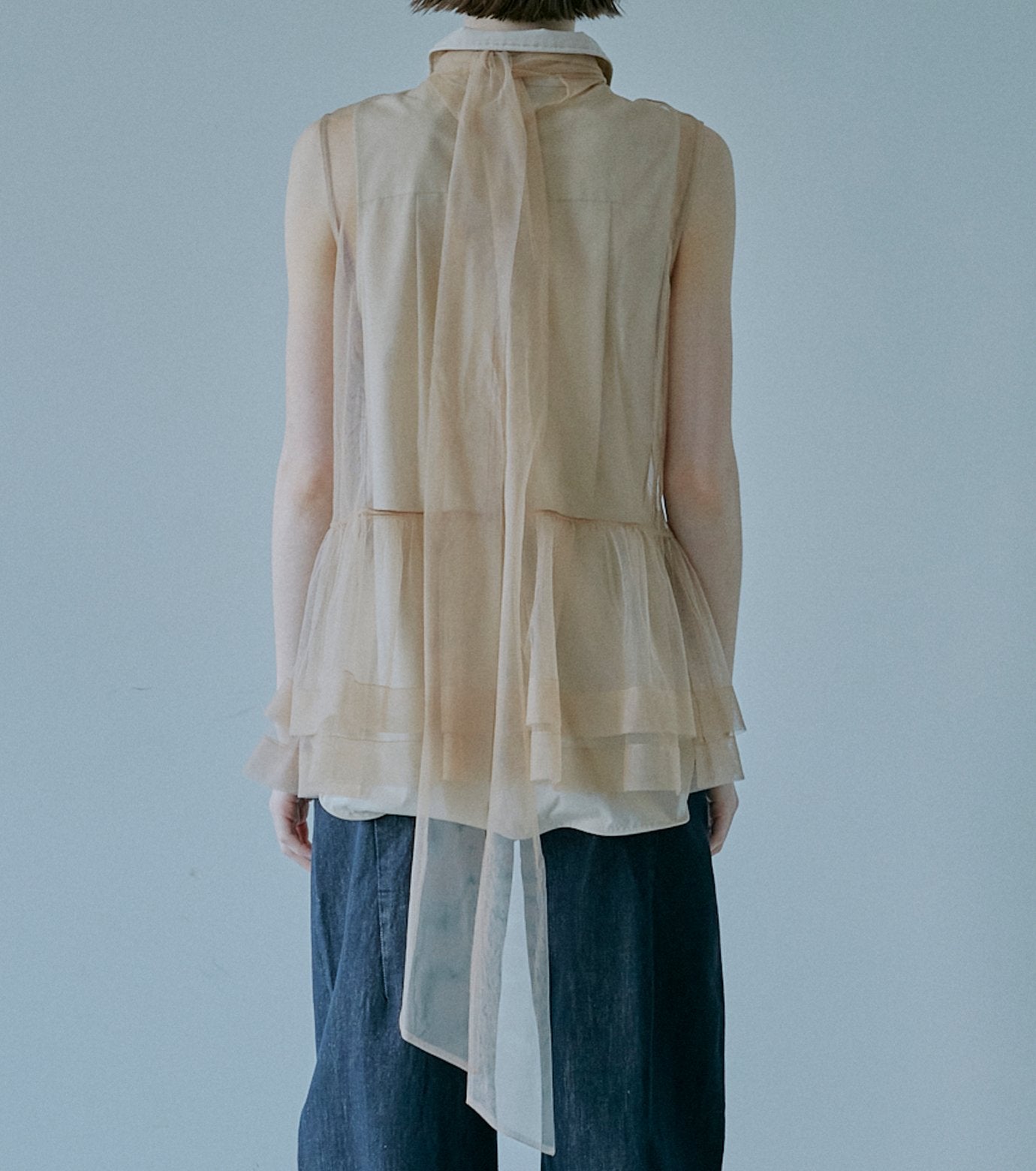 Soft Tulle Bow Tie Top