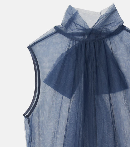 Soft Tulle Bow Tie Top