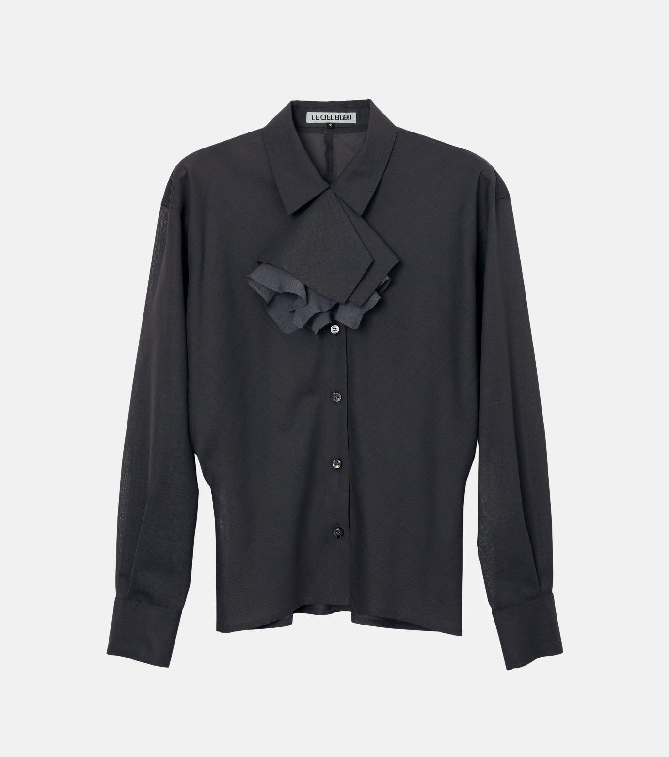 Sheer Wool Shirt w/Neck Scarf