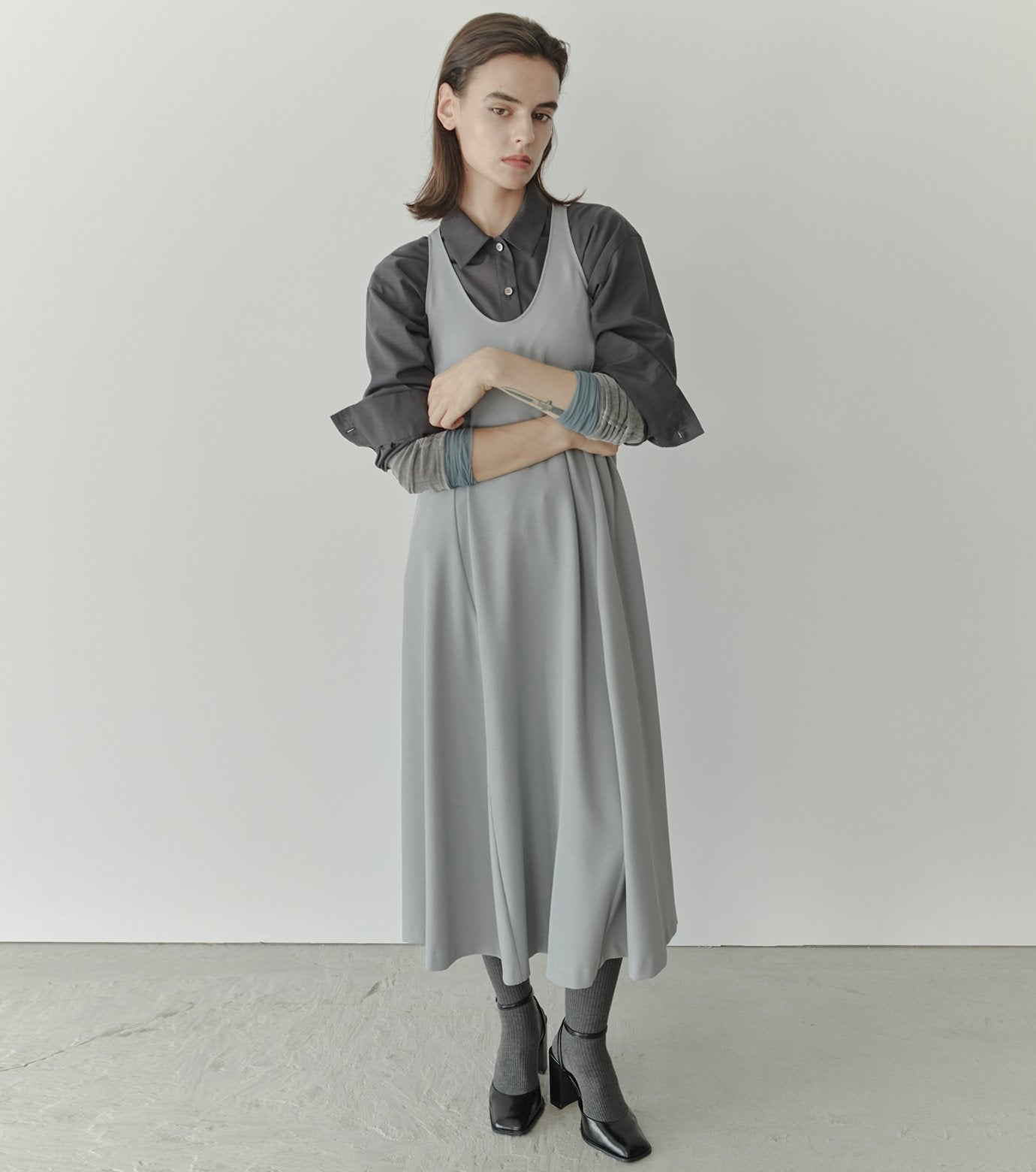 Sheer Wool Shirt w/Neck Scarf