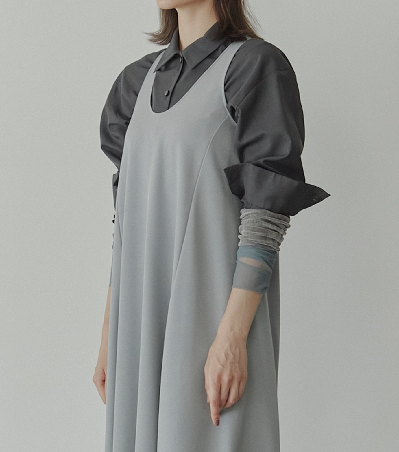 Sheer Wool Shirt w/Neck Scarf