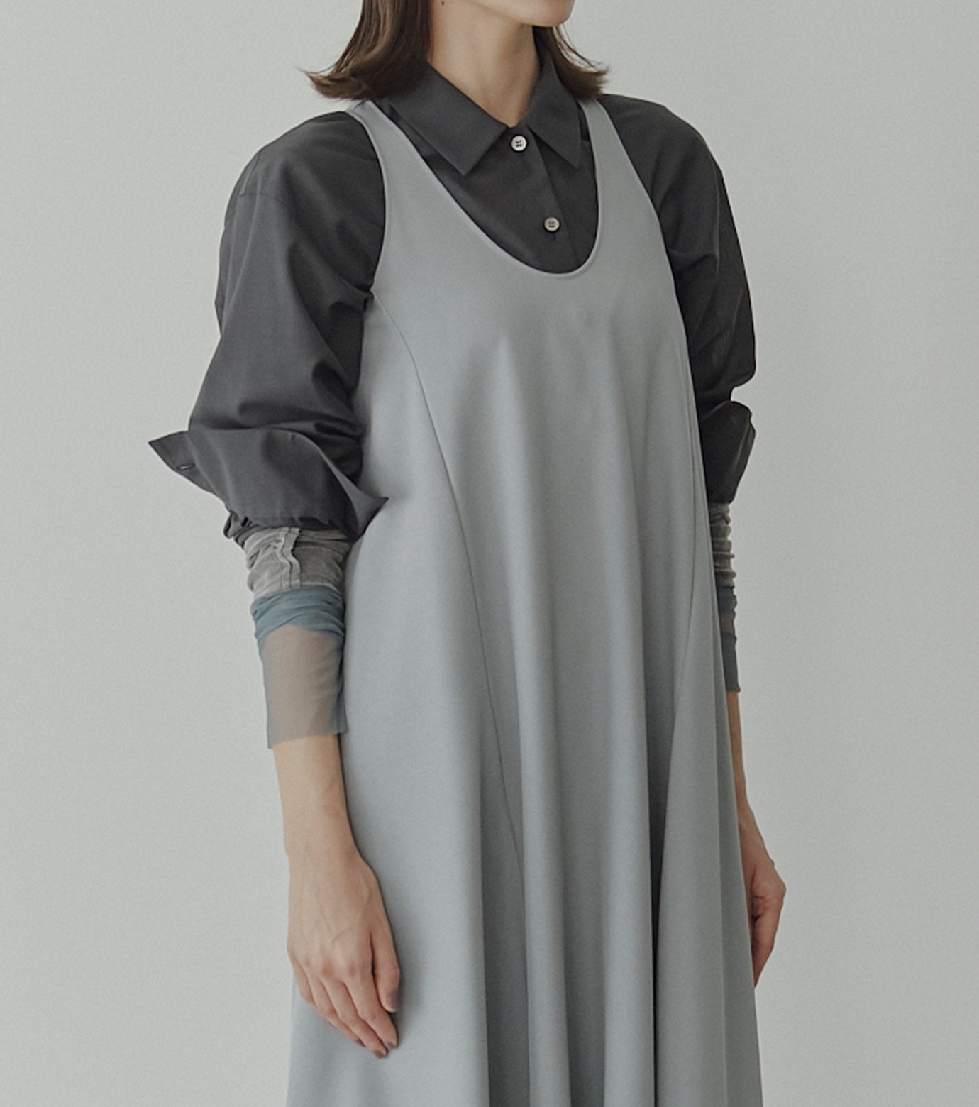 Sheer Wool Shirt w/Neck Scarf