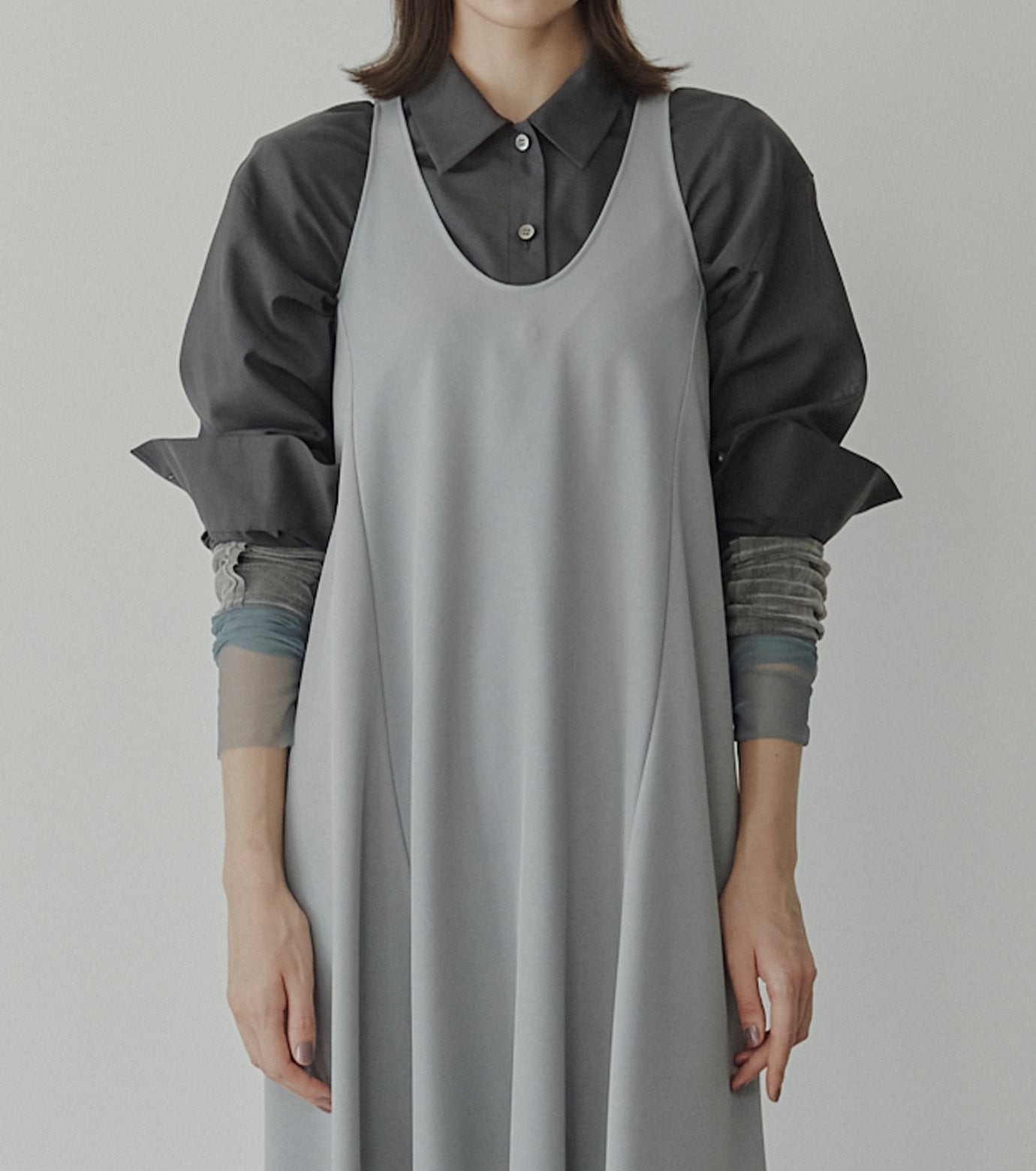 Sheer Wool Shirt w/Neck Scarf