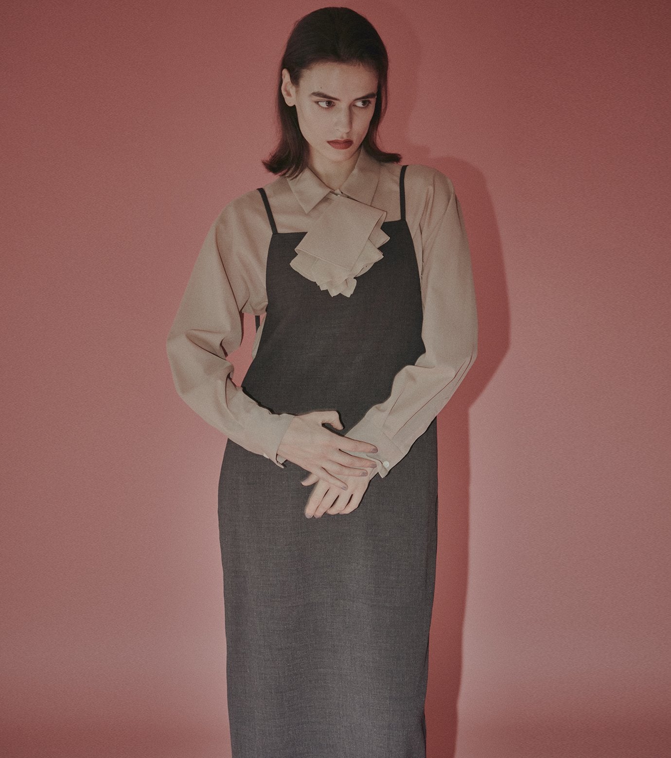 Sheer Wool Shirt w/Neck Scarf