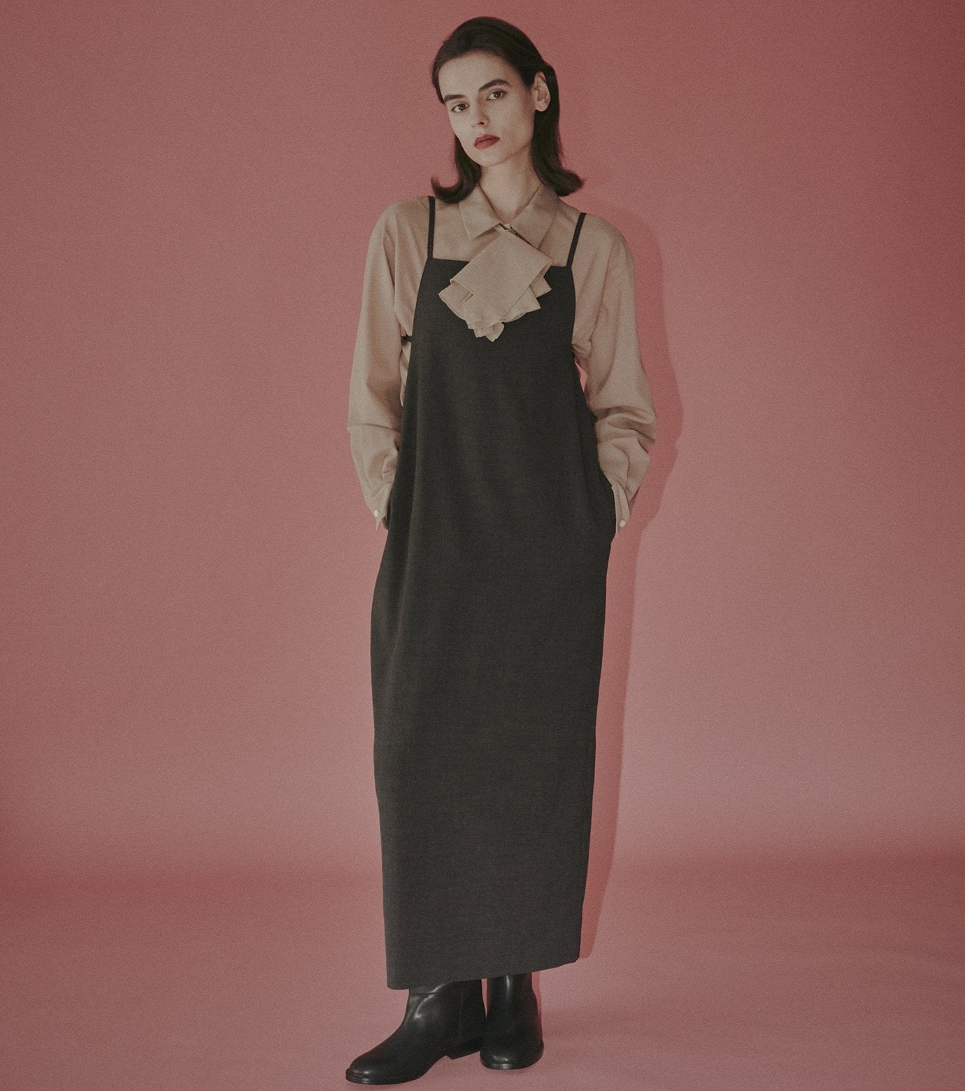Sheer Wool Shirt w/Neck Scarf