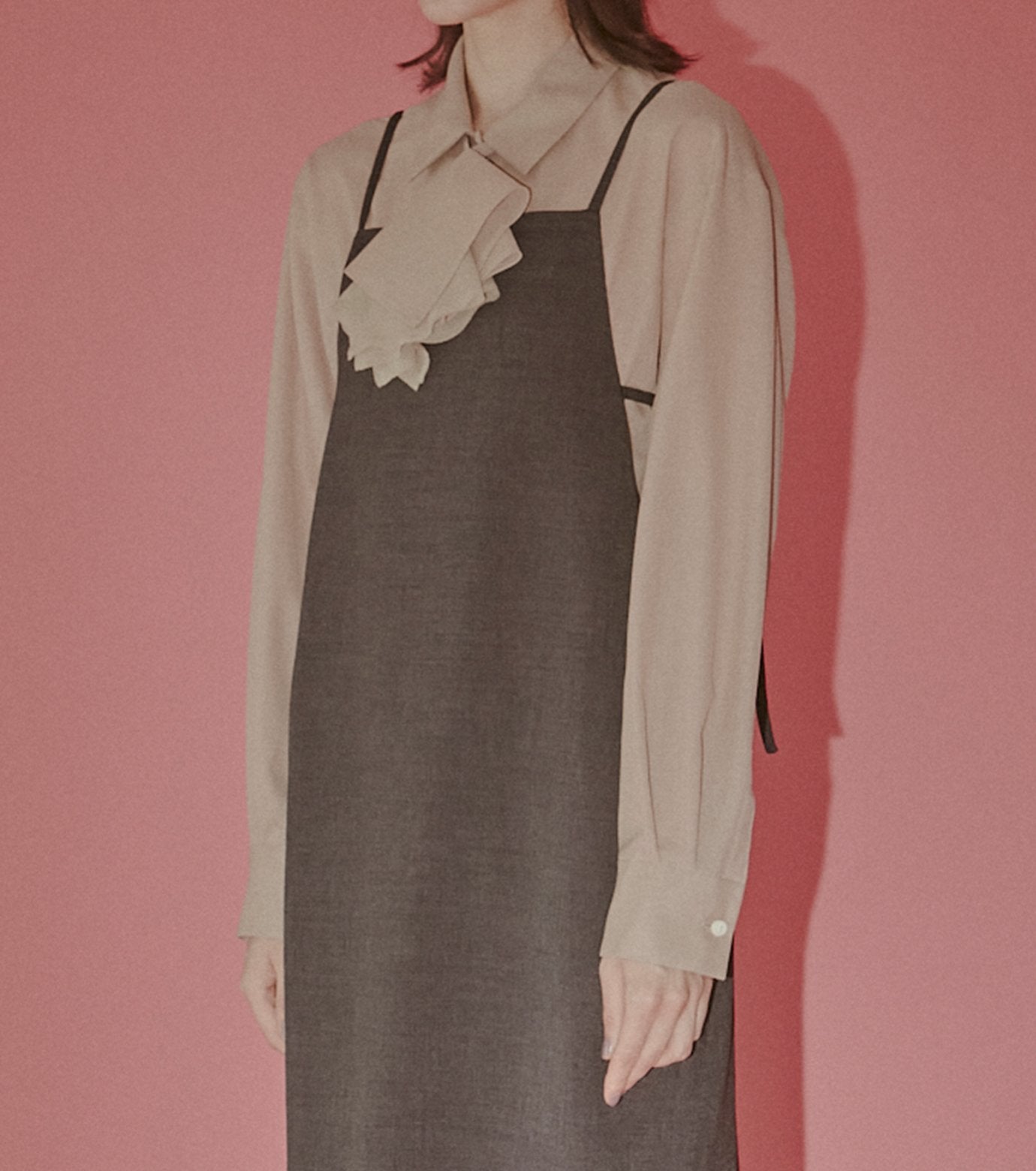 Sheer Wool Shirt w/Neck Scarf