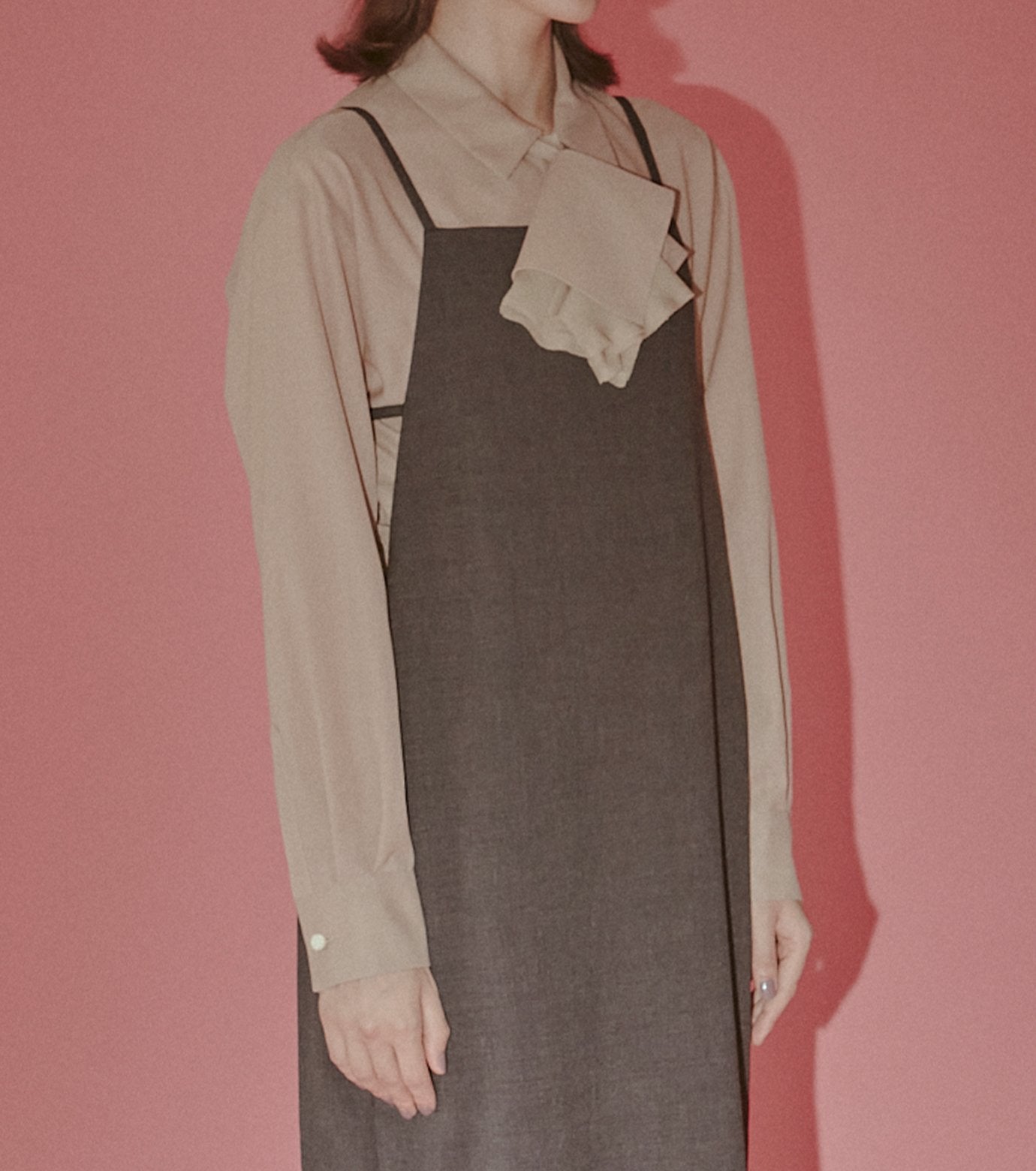 Sheer Wool Shirt w/Neck Scarf