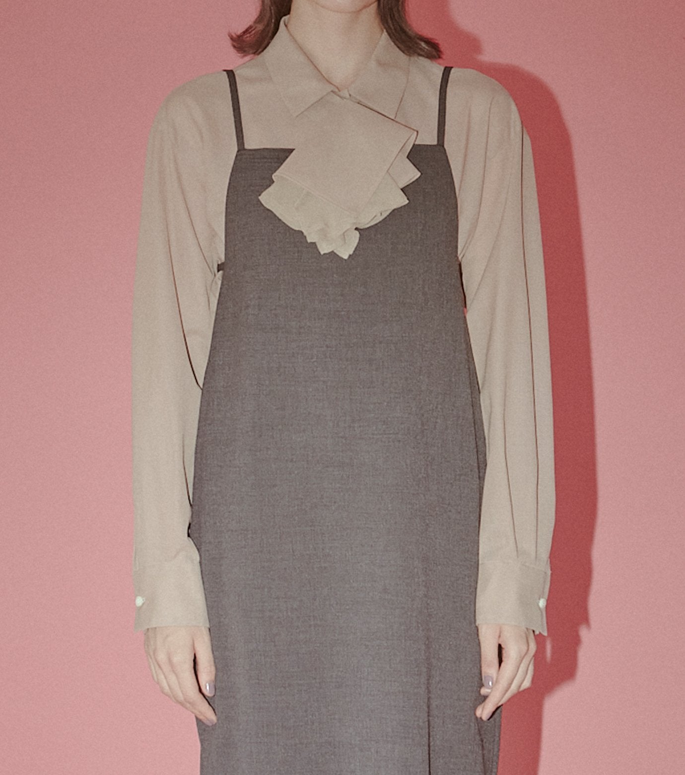 Sheer Wool Shirt w/Neck Scarf