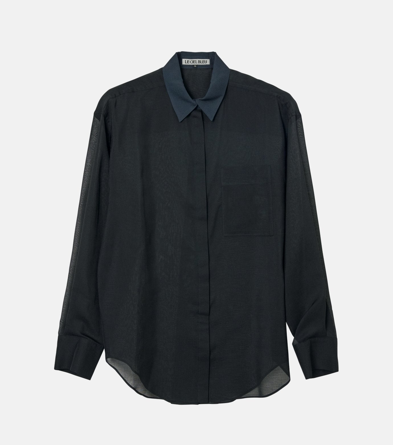 Sheer Shirt w/Contrast Collar